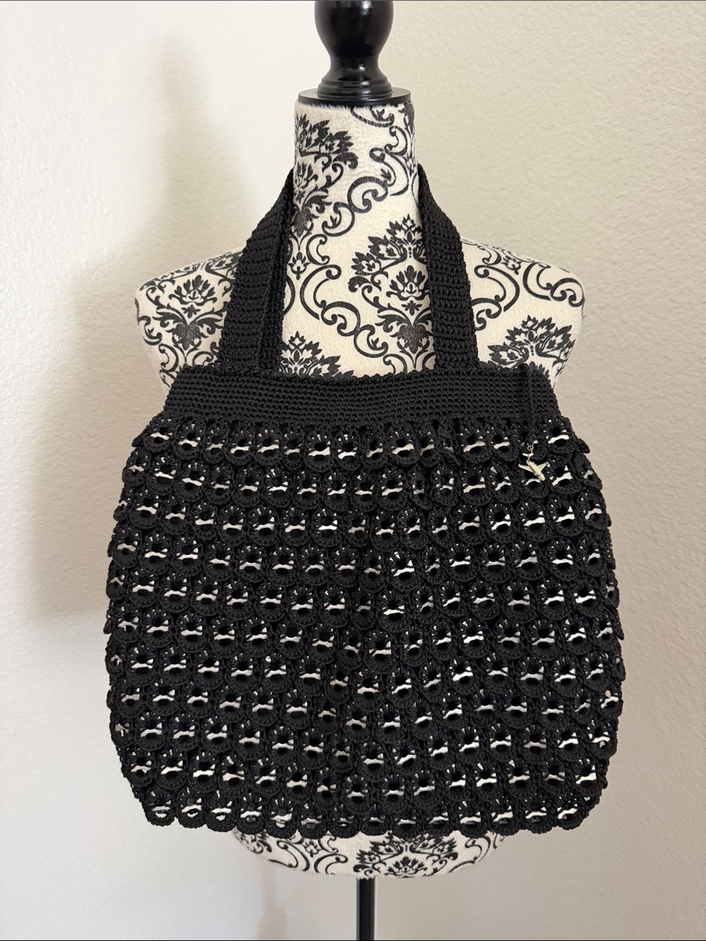 Handmade Crochet Soda Pop Can Tab Black Shoulder Bag Y2K Style Women’s Handbag